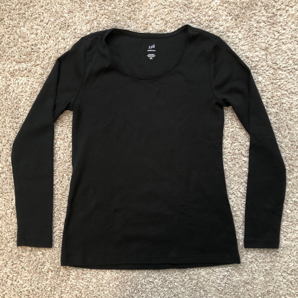 J Jill | Petite XS Black Pima Cotton Long Sleeve
